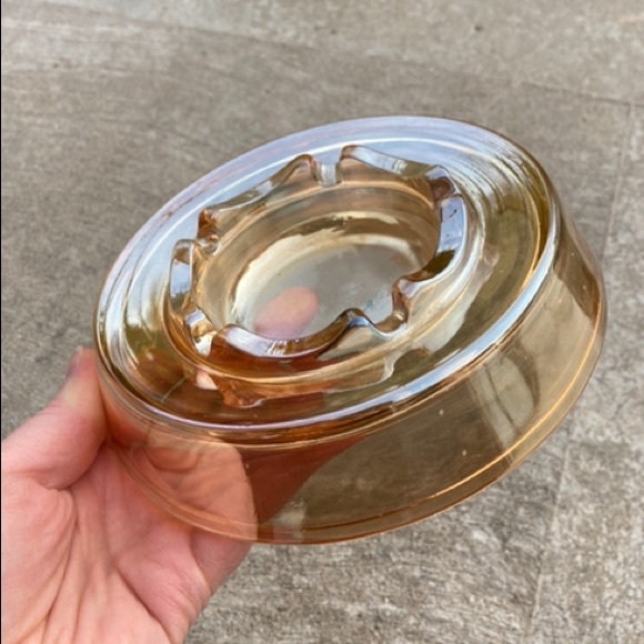 🤎 Antique vintage iridescent carnival glass ashtray - Picture 4 of 6